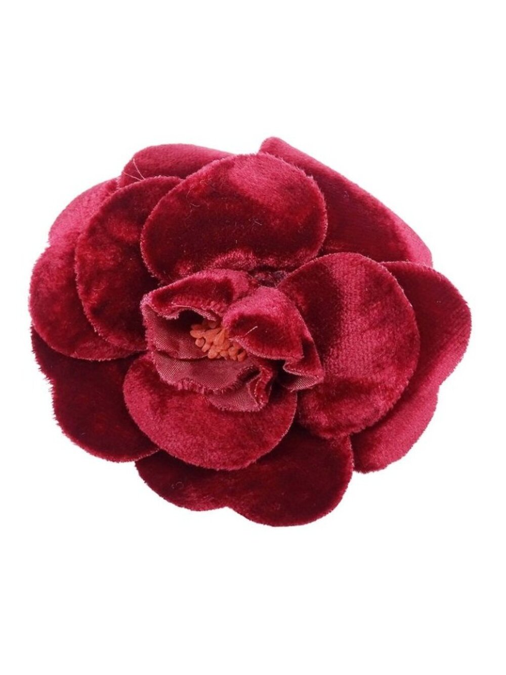 Chanel Brooch Camellia Velour Red Corsage